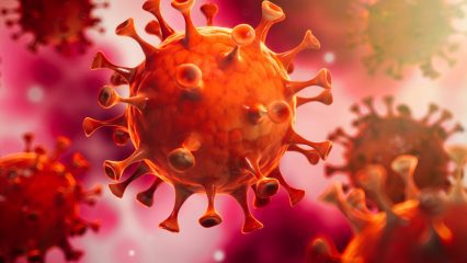 Corona Virus under a microscope