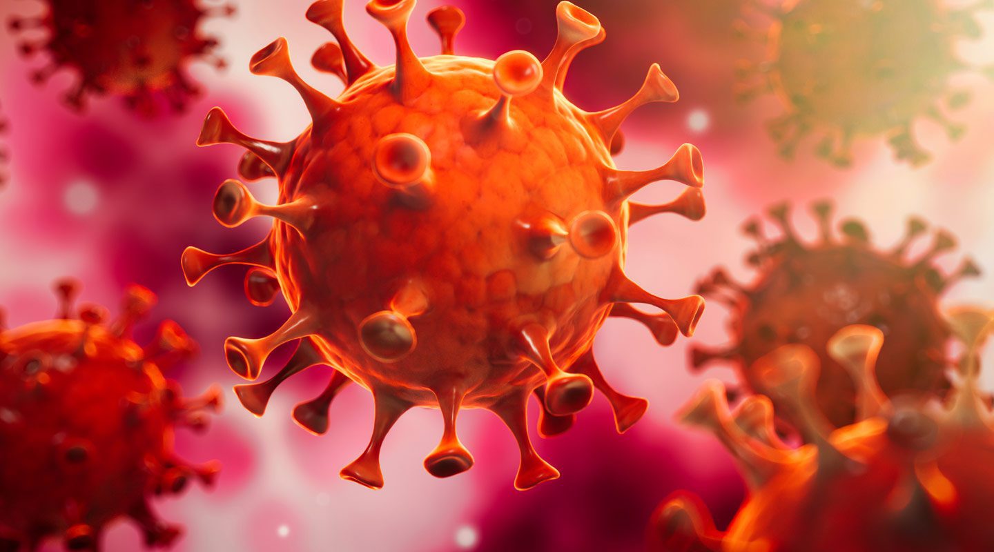Corona Virus under a microscope