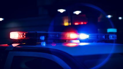 Flashing lights on top of a police car
